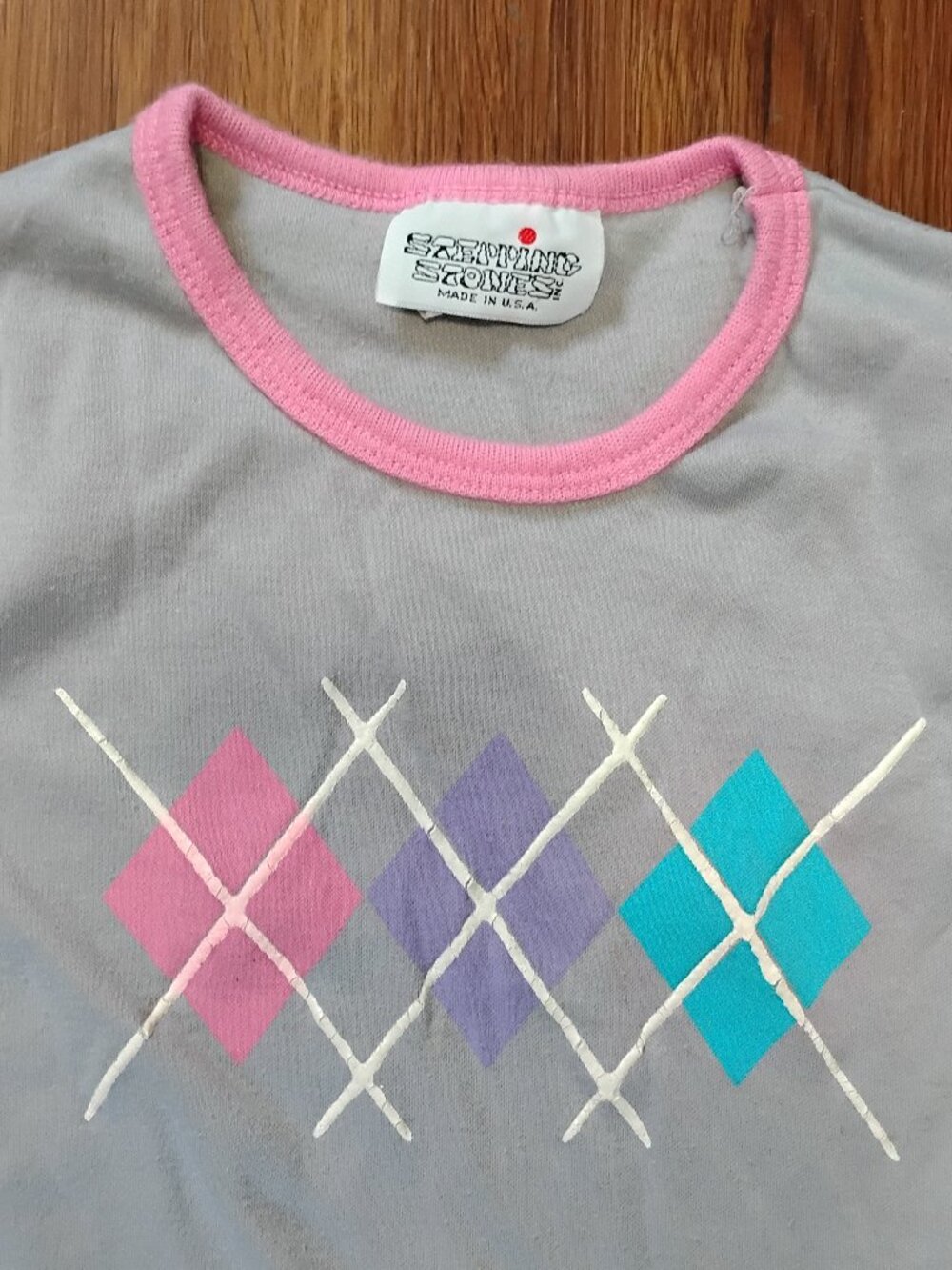 Vintage 80s Stepping Stones Argyle Sweatshirt Top